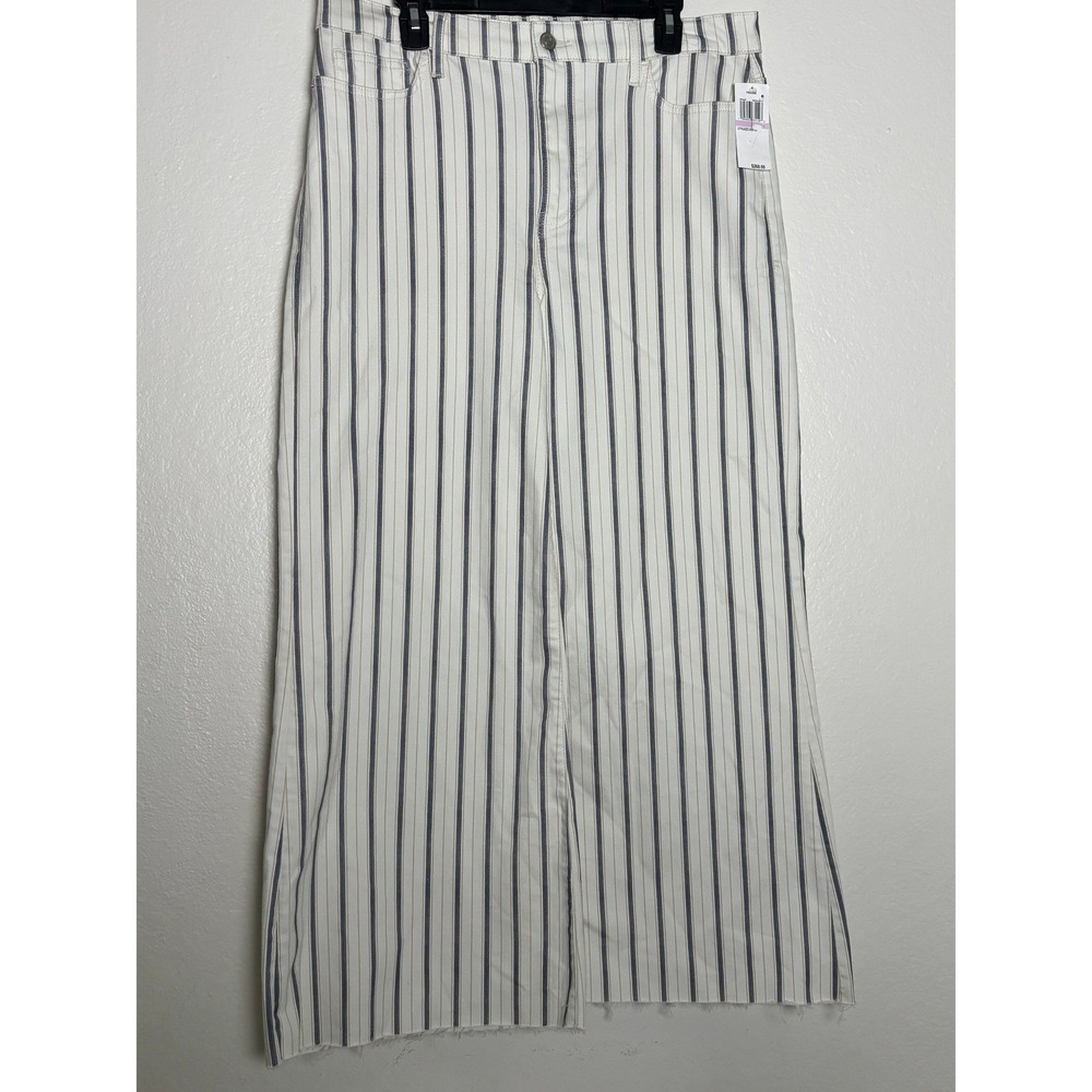 NEW FRAME Le Palazzo Striped Raw Wide Leg Jeans in Indigo Multi Size 30/10 - Picture 3 of 8